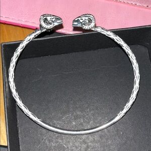 925 Sterling Silver Ram Head Bangle Bracelet